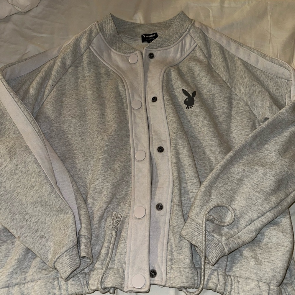 PLAYBOY Light Gray Snap-Up Jacket